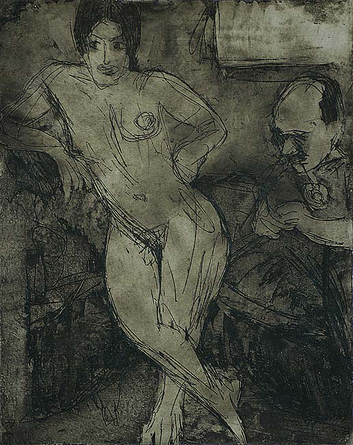 Jan Wiegers with Model - JAN ALTINK - etching