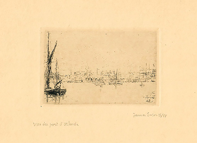 View of the Ostend Harbour (Gezicht op de Haven van Oostende) - JAMES ENSOR - etching